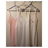 THREE VINTAGE LADIES NYLON FULL SLIPS WHITE LARGE