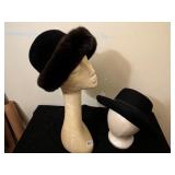 SOFT BLACK CAP HAT WITH FAUX FUR BRIM AND ONE