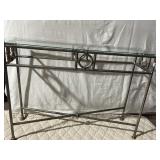 IRON BASE GLASS TOP ENTRANCE TABLE HEAVY BASE 32"