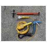 FOOT PUMP, SHOP LIGHTS, CAULKING GUN