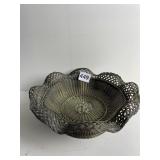 SILVER OVER BRASS WOVEN 9" D WOVEN BASKET