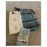 SHOWER CURTAINS W/ HANGERS, HEATING PAD