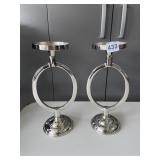 CROME CIRCLE CENTER CANDLE HOLDERS