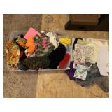 STORAGE CONTAINER FULL OF FABRIC SCRAPS, CRAFT