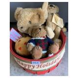 HAPPY HOLIDAYS BASKET WITH VERMONT TEDDY BEAR AND