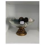 PEDESTAL CENTER PIECE BOWL WITH CRACKLE GLASS &
