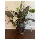 VASE WOODEN W/ ARRANGEMENT OVERALL HEIGHT 30"