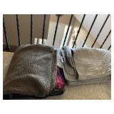 GRAY NICOLE MILLER COMFORTER, BLACK/RED BLANKET