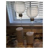 CANDLES, LARGE GLASS CANDLE HOLDER