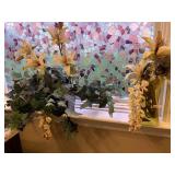 TWO VASES W/ FLOWERS