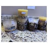 CANDLES W/ 3 MATCHING HOLDERS