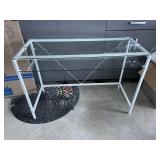 GLASS TOP WHITE METAL FRAME DRESSING VANITY