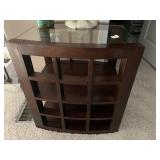 SIDE TABLE W/ GLASS TOP 24" H X 18" W X 22" D