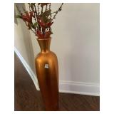 COPPER FINISH VASE 45" H + ARRANGEMENT