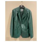 JESSICA LONDON SIZE 22 LEATHER JACKET GREEN