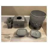 BATHROOM SET W/ WASTE CAN, TISSUE HOLDER, ETC.