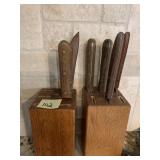 BRAZIL STAINLESS KNIVES AND WOOD HOLDER