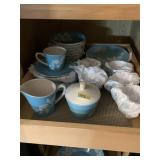 SET OF DISHES BLUE/WHITE HARMONY HOUSE IRONSTONE
