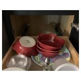 PETALS 4 BOWLS, VINEGAR JAR, ETC.