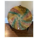 GLASS BOWL W/ EASEL 16" D X 4" H