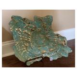 UNUSUAL GLASS BOWL W/ EASEL 14" X 16"