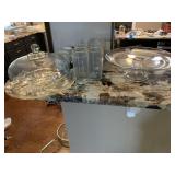 GOLD RIM GLASSES, 7, GLASS CAKE PLATE