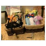 2 LINED BASKETS FILLED WITH CRAFT SUPPLIES