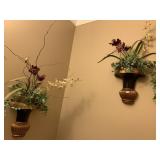 WALL VASES W/ ARTIFICIAL PLANTS