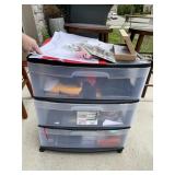 TWO DRAWER CRAFT ORGANIZER WITH RIBBONS, ETC.