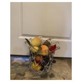 UNUSUAL GLASS VASE W/ BEADED AND OTHER FRUIT OPEN