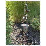 47" H HANGING PLANT HOLDER W/ BIRD SOME RUST