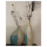 TWO TURQUOISE/CREAM VASES