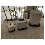 BATHROOM SET W/ TISSUE HOLDER, WASTE CAN ETC.