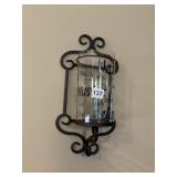 IRON CANDLE HOLDER W/ BELIEVE SHADE ETC.