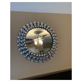 GLASS BEAD MIRROR 17" ROUND TRIPLE ROW OF BEADS