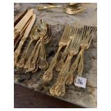 RODGERS BROTHERS GOLD WASH FLATWARE SERVING FOR 8