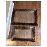 LARGE POKA DOT BLACK/GOLD GLASS TRAYS