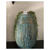 UNUSUAL VASE W/ ARTIFICIAL PLANT