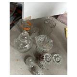 GLASS CANDLE HOLDERS, JUICE PITCHER, VASE,