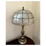 PEARL GLASS SHADE BRASS LAMP