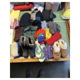 CLARKS SLIPPERS SZ 10, SPORTO BOOTS SZ 10, HATS,