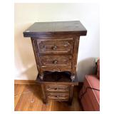 PAIR OF FLIP TOP, 2 DRAWER SIDE TABLES