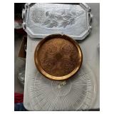 WROUGHT ALUMINUM SERVING TRAY, LAP TRAY, BRASS