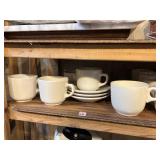 HOMER LAUGLIN WHITE TEACUPS AND SAUCERS