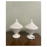 MILK GLASS COVERED CANDY DISHES