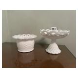 IMPERIAL GLASS MILK GLASS COMPOTE AND VASE