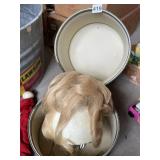 WIG ON HALF FOAM HEAD IN WIG BOX, BOX NEEDS