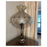 PEARL GLASS SHADE BRASS LAMP