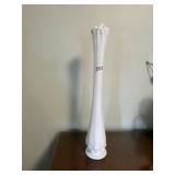 WEST MORELAND GLASS GRAPE MOTIF TALL MILK GLASS