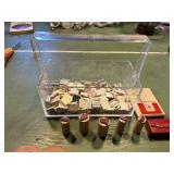 LUCITE BOX WITH HANDLE, SMALL SQUARE TILES, INK